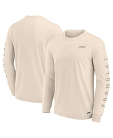 Formula 1 Men's Cream Elements Future Ground Tonal Info Long Sleeve T-Shirt