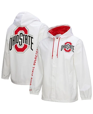 Mitchell & Ness Men's White Ohio State Buckeyes Coaches Full-Snap Hoodie Jacket