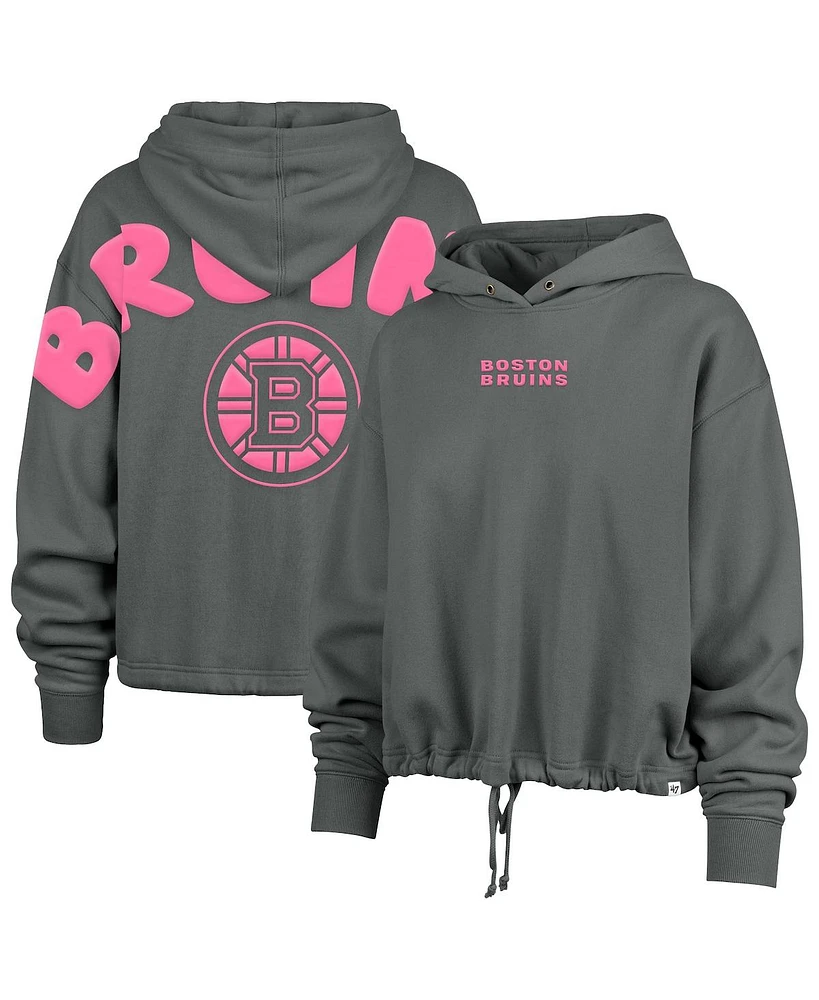 '47 Brand Women's Gray Boston Bruins Bright Side Venice Cropped Pullover Hoodie