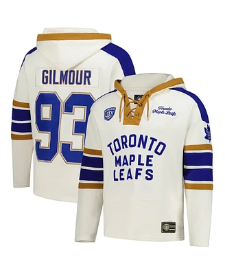 '47 Brand Men's Doug Gilmour Cream Toronto Maple Leaf's Blue Line Heritage Name Number Lace-Up Pullover Hoodie