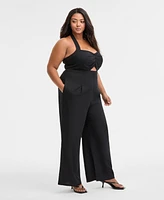 Bar Iii Trendy Plus Halter Jumpsuit, Exclusively at Macy's
