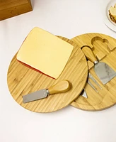 BergHOFF Stainless Steel 6-Piece Cheese Knives and Bamboo Round Board Set