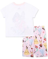 Disney Princess Big Girls Short-Sleeve Top & Biker Shorts Pajamas, 2 Piece Set