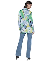 Karl Lagerfeld Paris Petite Printed Button-Front Shirt