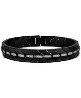 Esquire Men's Jewelry Diamond Chevron Flex Bracelet (1/4 ct. t.w.) in Black Ion-Plated Stainless Steel
