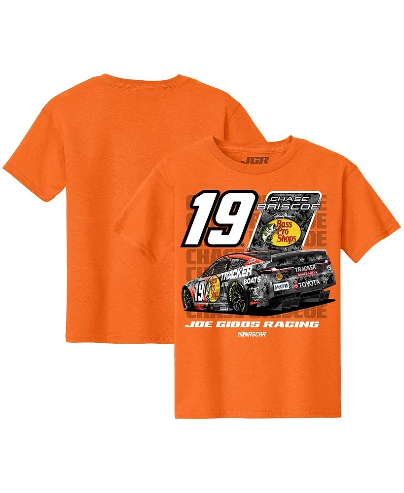 Joe Gibbs Racing Team Collection Big Boys and Girls Orange Chase Briscoe Bass Pro Shops Car T-Shirt