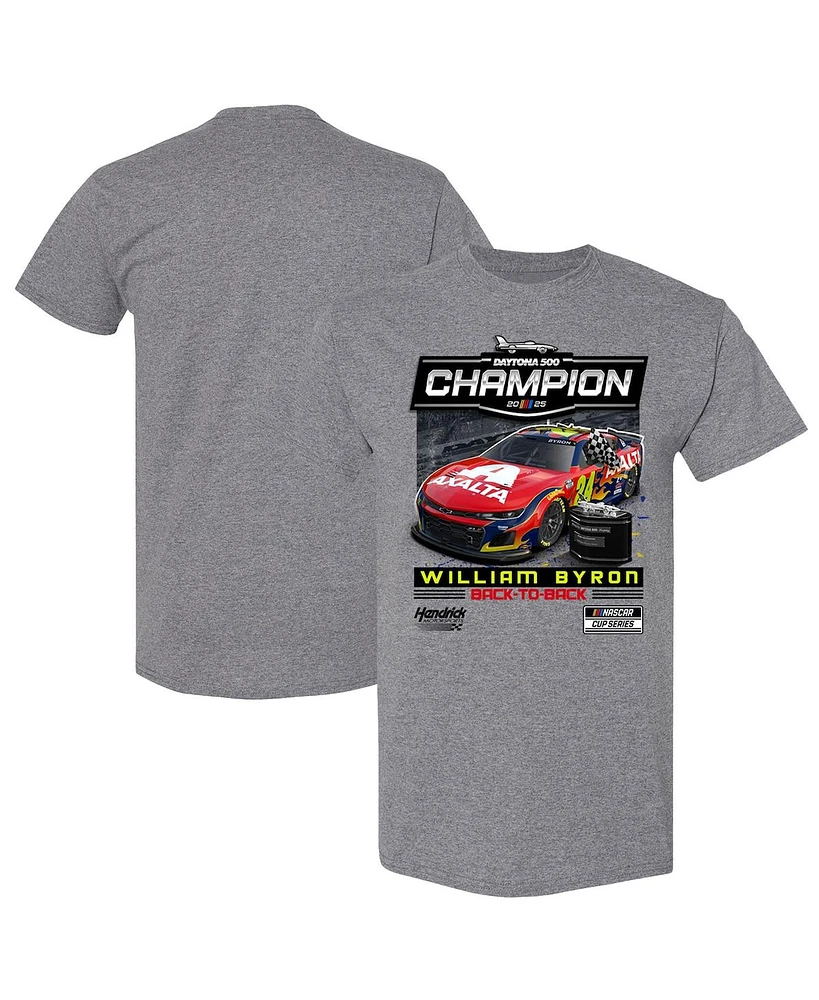 Checkered Flag Sports Big Boys and Girls Heather Gray William Byron 2025 Daytona 500 Champion T-Shirt