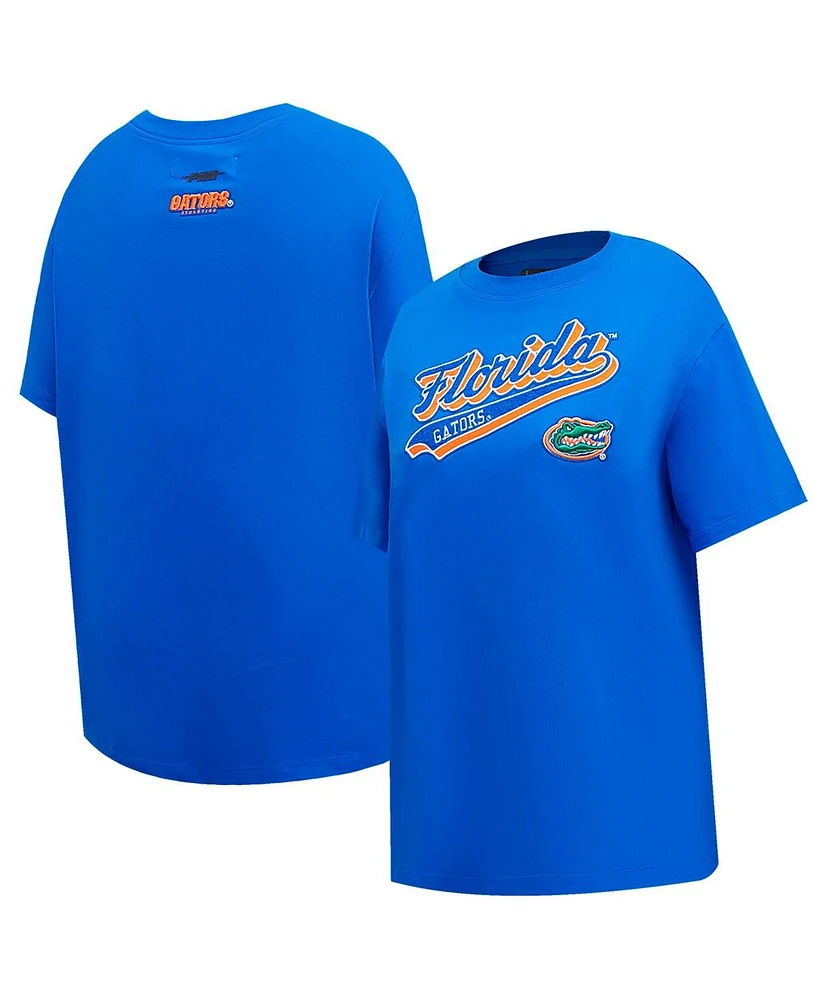 Pro Standard Women's Royal Florida Gators Script Tail Oversized Boyfriend T-Shirt