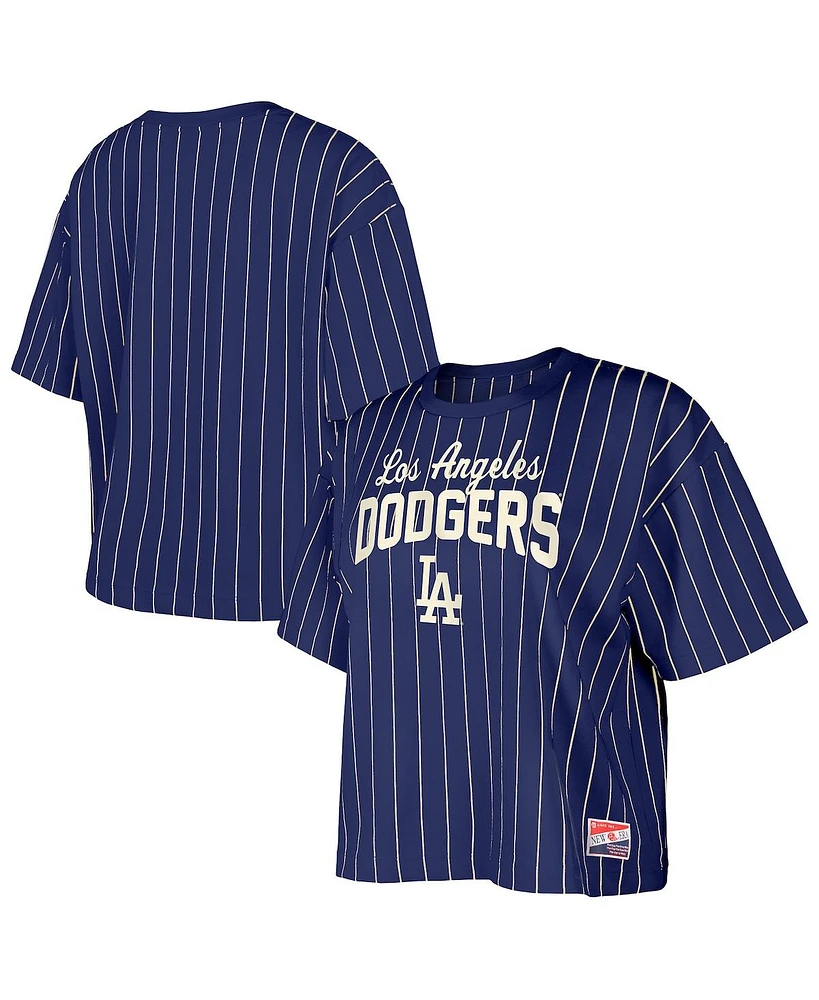 New Era Women's Royal Los Angeles Dodgers Cooperstown Collection Multiplier Pinstripe Cropped T-Shirt