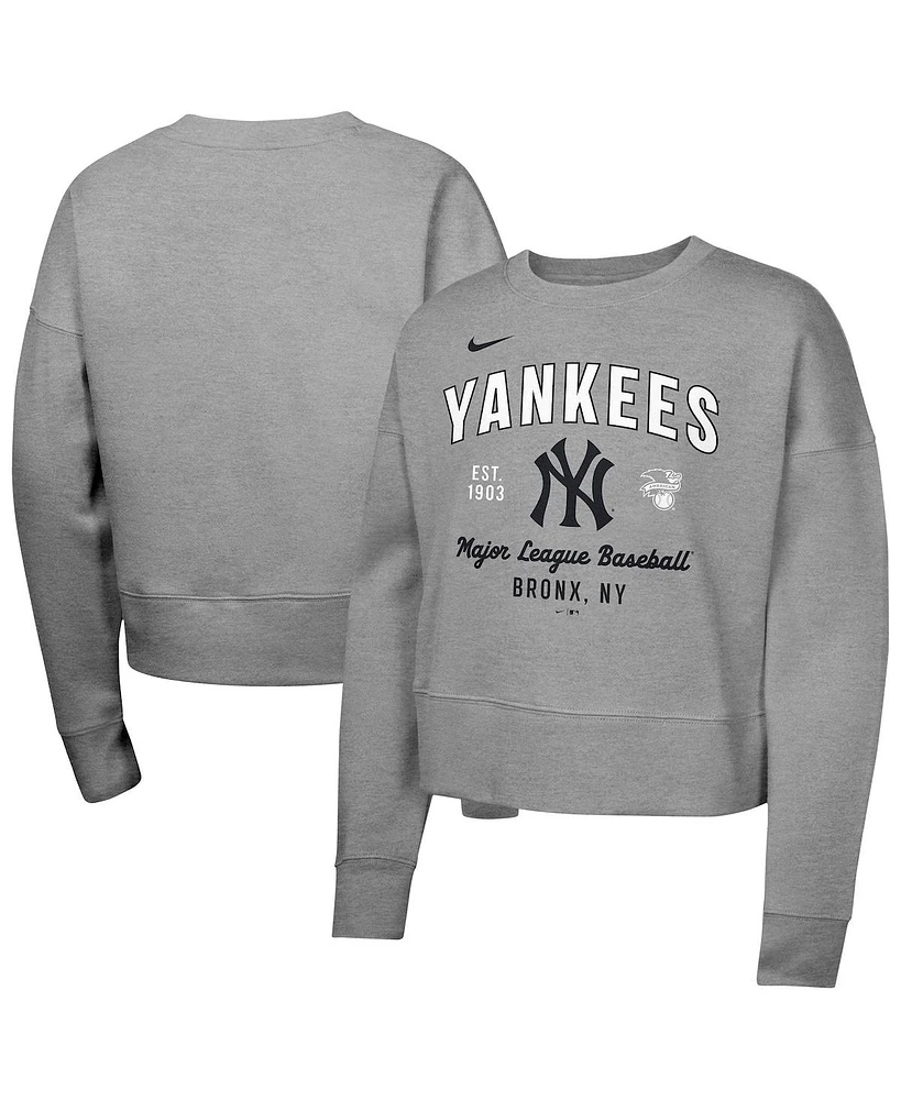 Nike Big Girls Heather Gray New York Yankees Fleece Sweatshirt