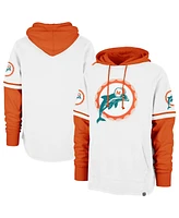 '47 Brand Men's White Miami Dolphins Throwback Shortstop Pullover Hoodie