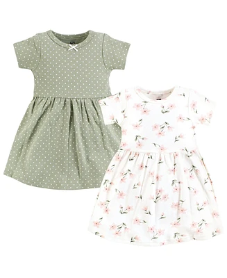 Hudson Baby Girls Cotton Dresses, Pink Dainty Floral, 9-12 Months