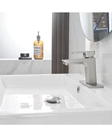 Single-Handle Single-Hole Bathroom Faucet Spot Resist Brushed Nickel
