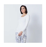 Etcetera Women's White Pullover Sweater Fluted