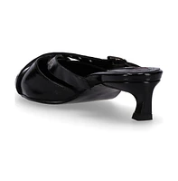 Zyra Onix Black Leather Mules