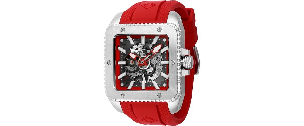 Invicta Men's 44002 Cuadro Mechanical 3 Hand Grey, Red Dial Watch