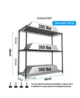 3 Tier Wire Shelving Unit, 1050 Lbs Nsf Height Adjustable Metal Garage Storage Shelves, Heavy Duty Storage Wire Rack Metal Shelves
