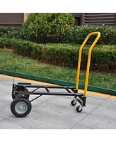 Hand Truck Dual Purpose 2 Wheel Dolly Cart and 4 Wheel Push Cart with Swivel Wheels 330 Lbs Capacity Heavy Duty Platform Cart for Moving/Warehouse/Gar