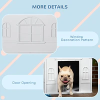Dog House Outdoor & Indoor Wooden Dog Kennel for Winter with Raised Feet Weatherproof for Large Dogs(Gold red and black)44.5"26.4"27.8"(M)