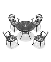 Cushioned 5-pc Cast Aluminum Patio Set (Random Colors)