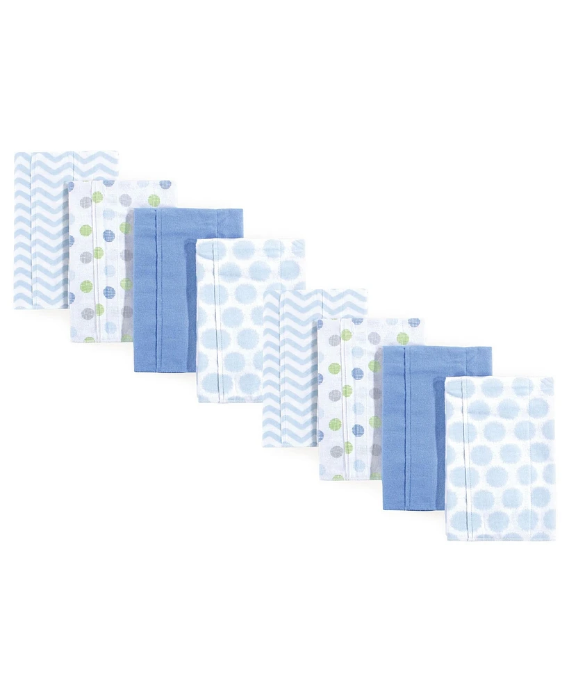Hudson Baby Luvable Friends Boys Cotton Poly Flannel Burp Cloths 8-Pack, Blue, One Size