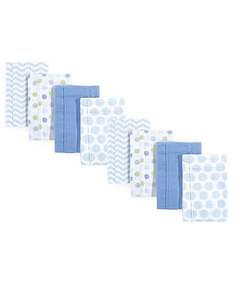 Hudson Baby Luvable Friends Boys Cotton Poly Flannel Burp Cloths 8-Pack, Blue, One Size