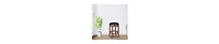 Wood Counter Stool – 360° Swivel Seat with Faux Leather Upholstery