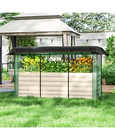 Outsunny Galvanized Raised Garden Bed with Crop Cage & Shade Cloth