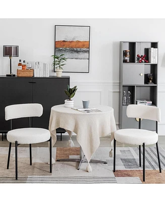 Dyhome Dining Chairs Set of 2, Mid Century Modern Upholstered Boucle Kitchen Room