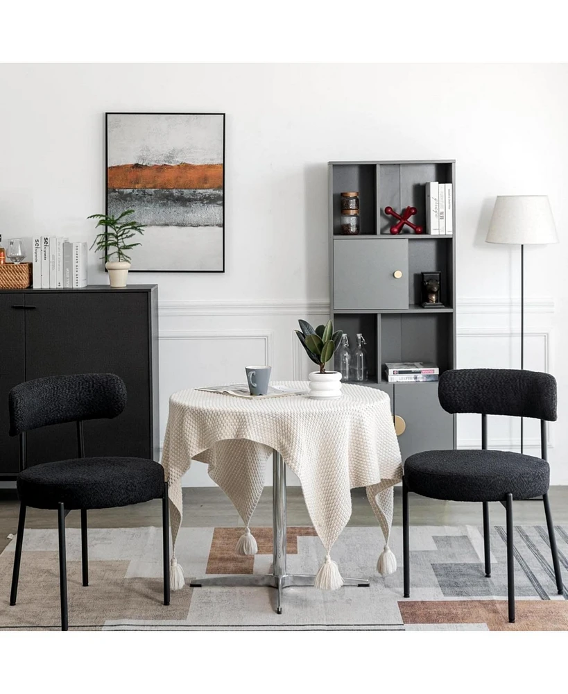 Dyhome Dining Chairs Set of 2, Mid Century Modern Upholstered Boucle Kitchen Room