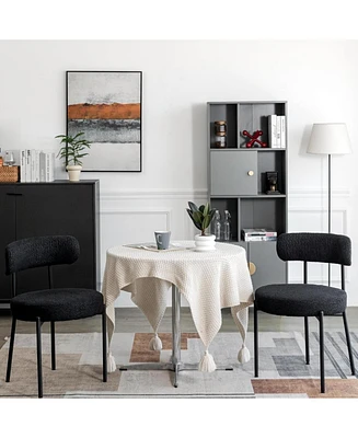 Dyhome Dining Chairs Set of 2, Mid Century Modern Upholstered Boucle Kitchen Room