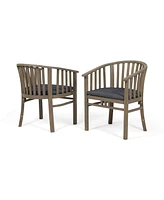 Outdoor Wood Dining Chairs Cushions (2) Dark Grey
