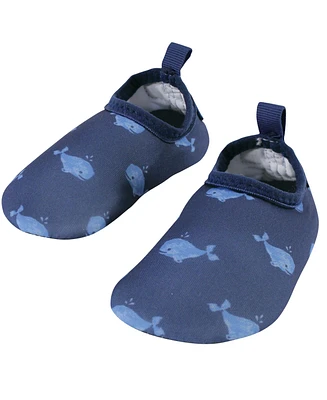 Hudson Baby Boys Water Shoes for Sports, Yoga, Beach and Outdoors, Blue Whales, 0-6M/1-2