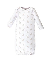 Touched by Nature Baby Boys Organic Cotton Long-Sleeve Gowns 3pk Giraffe, 0-6 Months