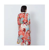 Etcetera Women's Floral Print Cotton Spring Dress Maltese