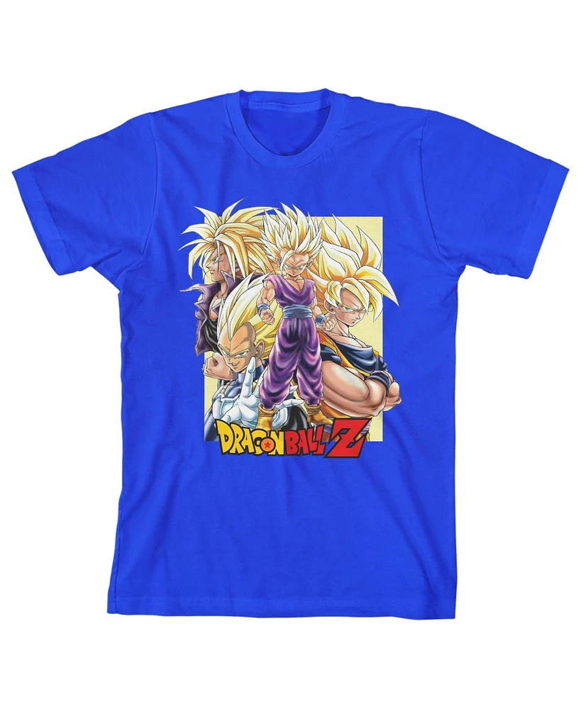 Saiyans Dragon Ball Z Anime Characters Royal Blue Youth Boys Graphic Tee- Xl