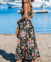 Cupshe Women's Tropical Flowers Keyhole Maxi Beach Dress
