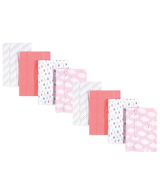 Hudson Baby Luvable Friends Girls Cotton Poly Flannel Burp Cloths 8-Pack, Girl Clouds, One Size