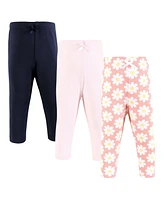 Hudson Baby Girls Cotton Pants and Leggings, White Coral Daisy