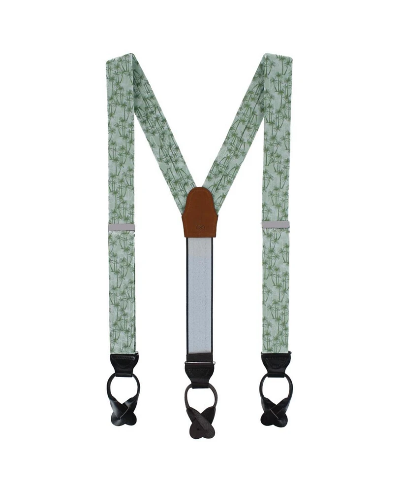 Trafalgar Men's Nohea Palm Tree Linen Blend Novelty Button End Suspenders