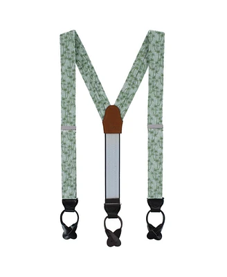 Trafalgar Men's Nohea Palm Tree Linen Blend Novelty Button End Suspenders