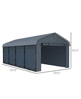 Outsunny 12' x 20' Metal Carport with Metal Roof and Removable Sidewalls