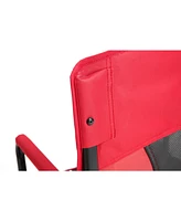 Red portable folding rocker camping chair with drink holder