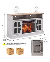 58" Fireplace Tv Stand with 23" Electric Fireplace for TVs up to 70 Inch