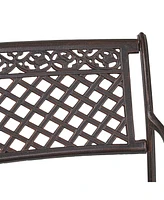 Copper Curved Outdoor Bench - Diamond Cross Design