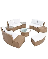10-Pc Outdoor Rattan Sectional Sofa Set, White