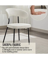 Dyhome Dining Chairs with Curved Backrest, Modern Fabric Upholstered Boucle Kitchen Room Set of 2