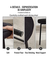 Dyhome Dining Chairs with Curved Backrest, Modern Fabric Upholstered Boucle Kitchen Room Set of 2