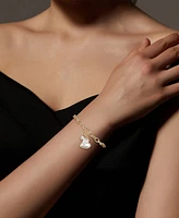Unwritten Cubic Zirconia Heart and Mother of Pearl Mama Link Chain Bracelet