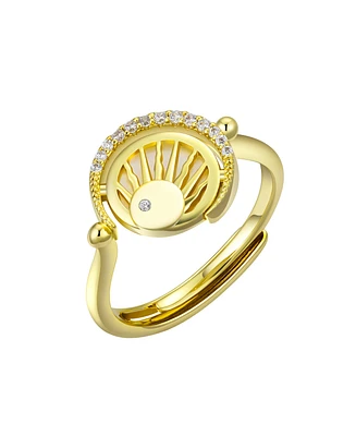 Unwritten Cubic Zirconia and Mother of Pearl Moon Sun Bypass Ring
